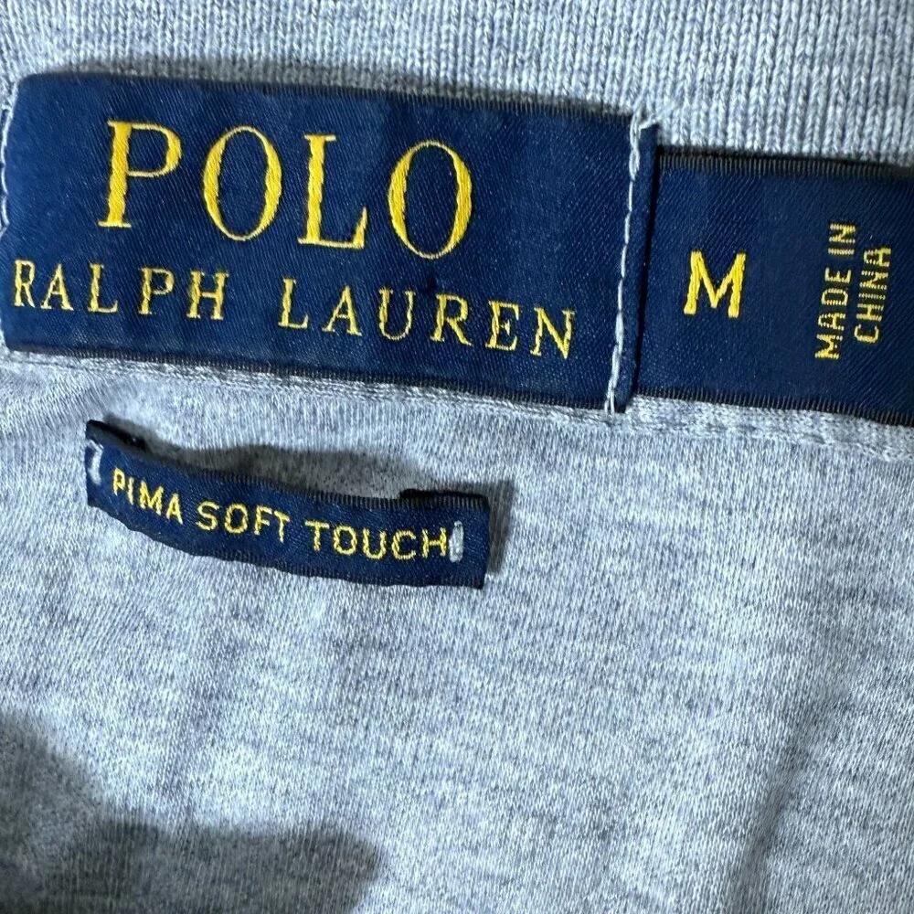 POLO Ralph Lauren Gray Polo Short Sleeve Shirt, Sz Medium, Pima Soft Touch